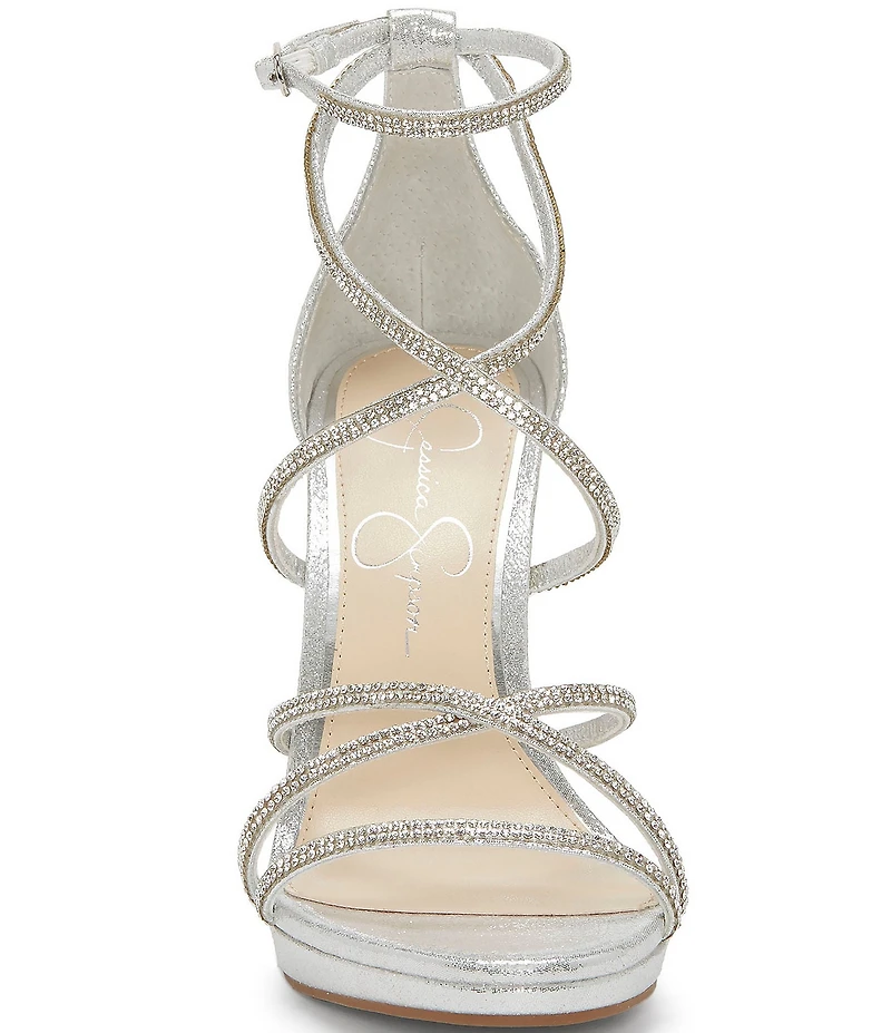 Jessica Simpson Jaeya Metallic Rhinestone Strappy Dress Sandals