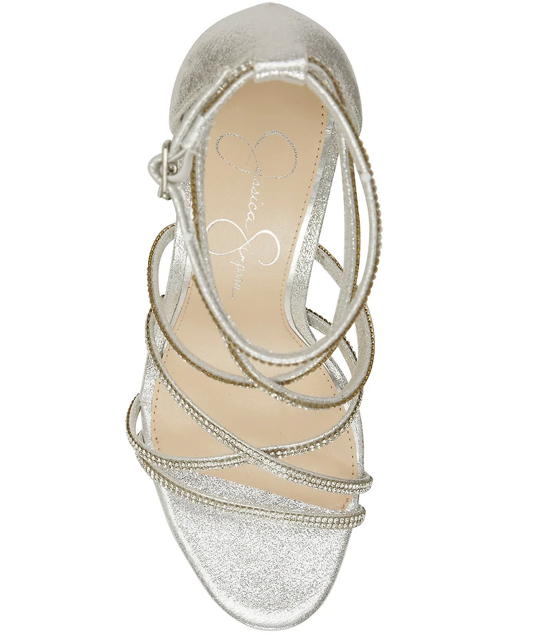 Jessica Simpson Jaeya Metallic Rhinestone Strappy Dress Sandals