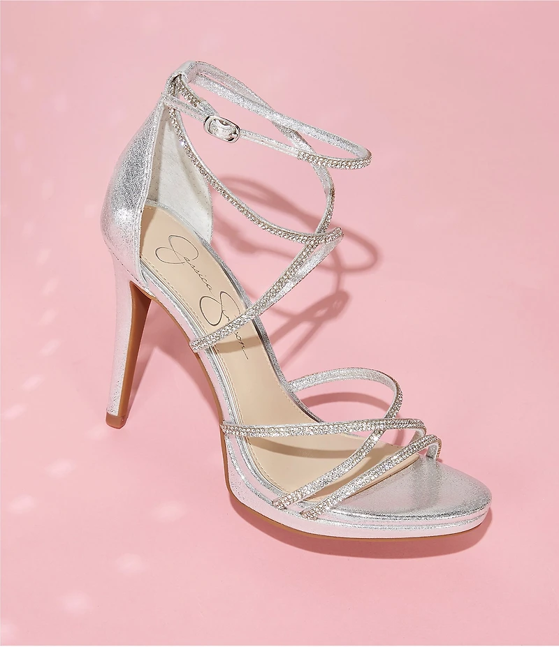 Jessica Simpson Jaeya Metallic Rhinestone Strappy Dress Sandals