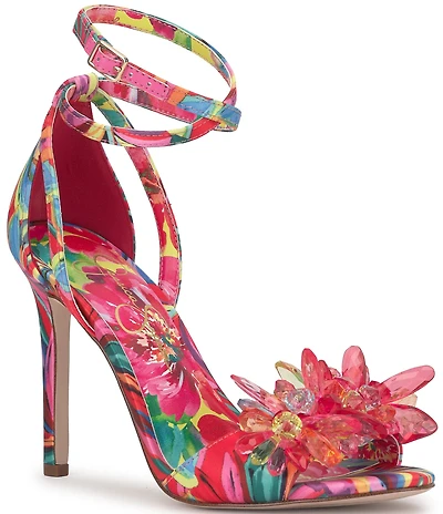 Jessica Simpson Janivah Satin Floral Ornamented Dress Sandals
