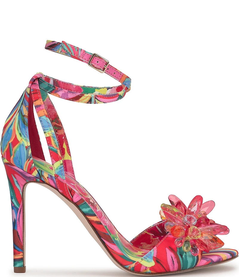 Jessica Simpson Janivah Satin Floral Ornamented Dress Sandals