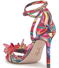 Jessica Simpson Janivah Satin Floral Ornamented Dress Sandals