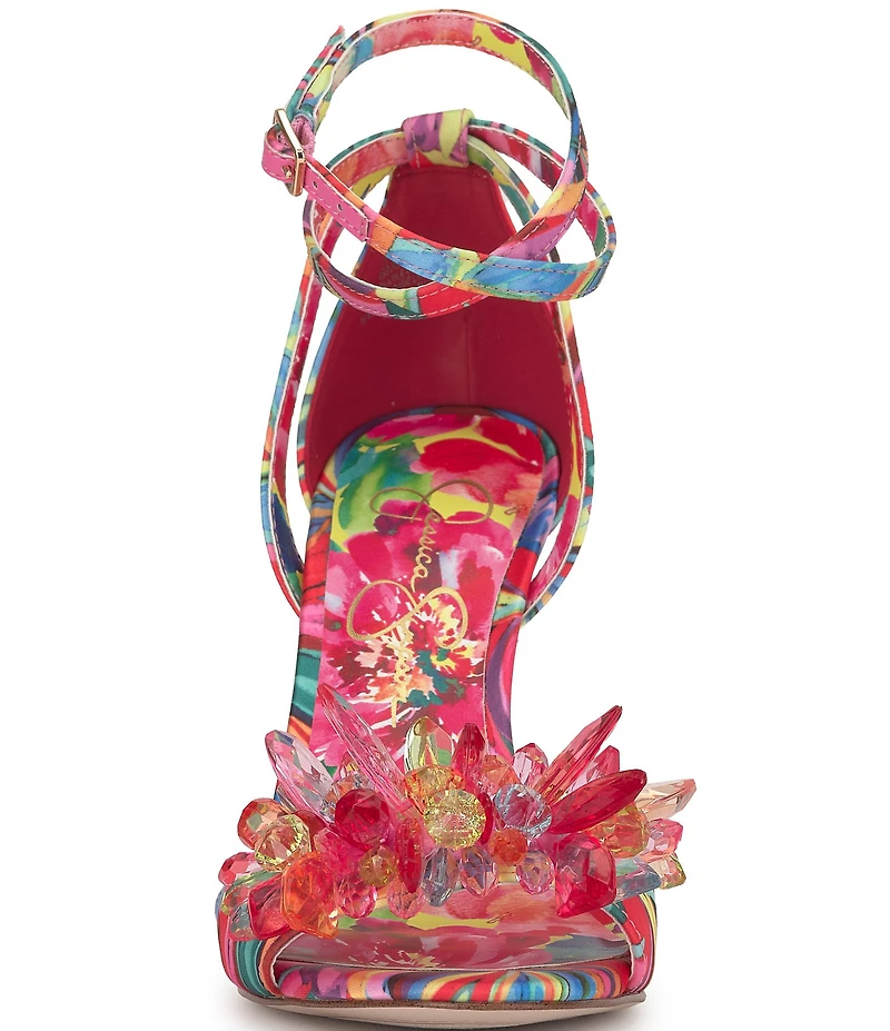 Jessica Simpson Janivah Satin Floral Ornamented Dress Sandals