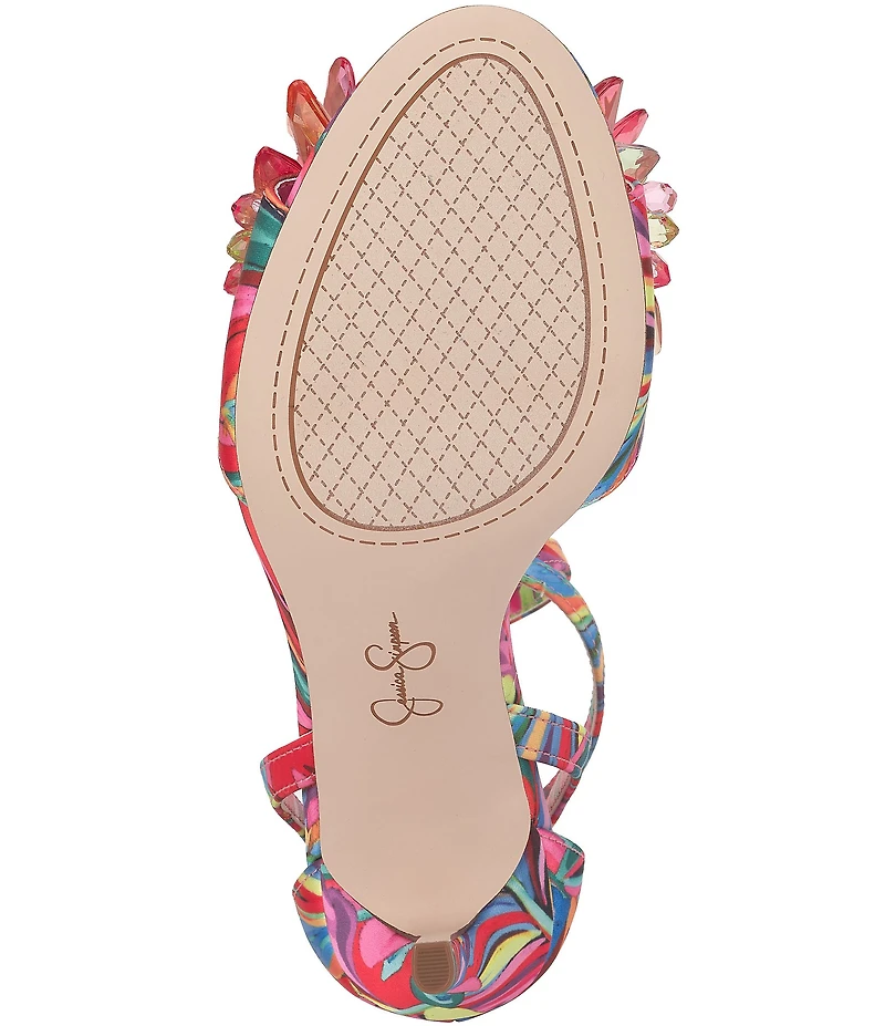 Jessica Simpson Janivah Satin Floral Ornamented Dress Sandals