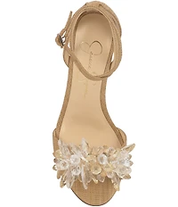 Jessica Simpson Janivah Raffia Flower Embellished Dress Sandals