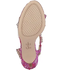 Jessica Simpson Jaycin Embellished Metallic Brocade Asymmetrical Dress Sandals