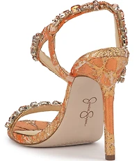 Jessica Simpson Jaycin Embellished Metallic Brocade Asymmetrical Dress Sandals