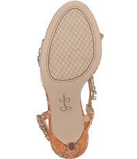 Jessica Simpson Jaycin Embellished Metallic Brocade Asymmetrical Dress Sandals