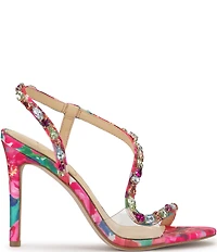 Jessica Simpson Jaycin Floral Jewel Embellished Asymmetrical Dress Sandals