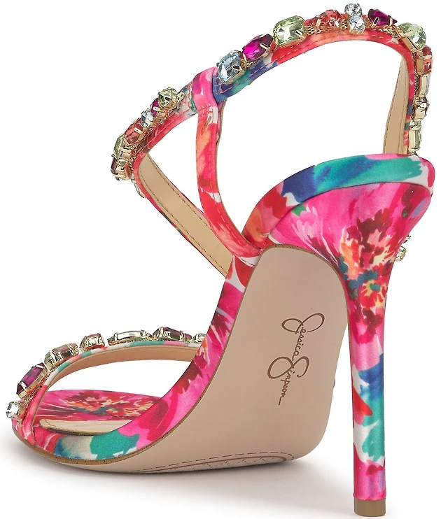 jaycin rhinestone asymmetrical metallic dress sandals Jessica Simpson Jaycin Floral Jewel Embellished Asymmetrical Dress Sandals  at Hamilton Place in Chattanooga, TN
