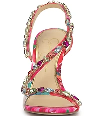 Jessica Simpson Jaycin Floral Jewel Embellished Asymmetrical Dress Sandals
