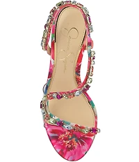 Jessica Simpson Jaycin Floral Jewel Embellished Asymmetrical Dress Sandals