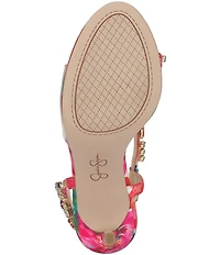 Jessica Simpson Jaycin Floral Jewel Embellished Asymmetrical Dress Sandals