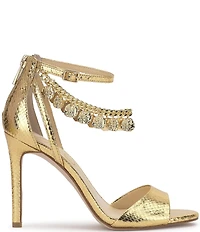 Jessica Simpson Jetser Snake Embossed Chain Medallion Hardware Dress Sandals