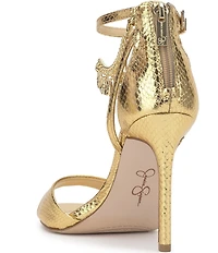 Jessica Simpson Jetser Snake Embossed Chain Medallion Hardware Dress Sandals