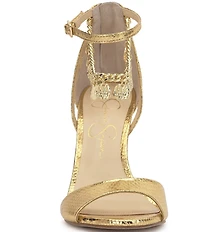 Jessica Simpson Jetser Snake Embossed Chain Medallion Hardware Dress Sandals