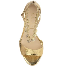 Jessica Simpson Jetser Snake Embossed Chain Medallion Hardware Dress Sandals