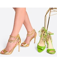 Jessica Simpson Jetser Snake Embossed Chain Medallion Hardware Dress Sandals