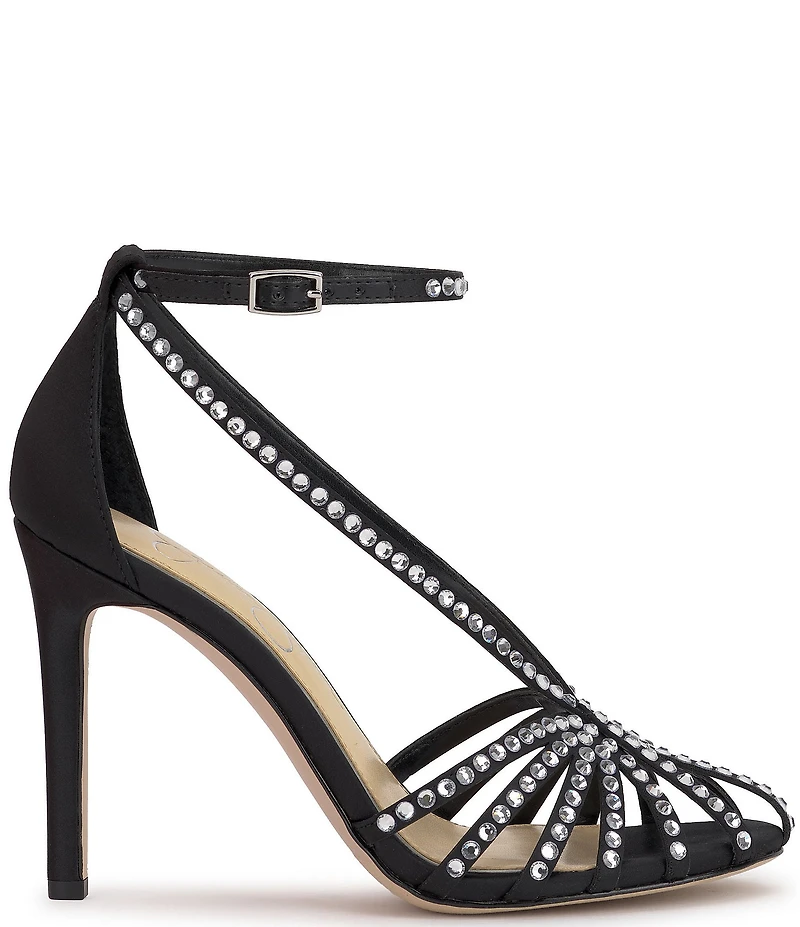 Jessica Simpson Jittale Satin Rhinestone Strappy Dress Pumps