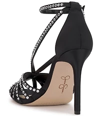 Jessica Simpson Jittale Satin Rhinestone Strappy Dress Pumps