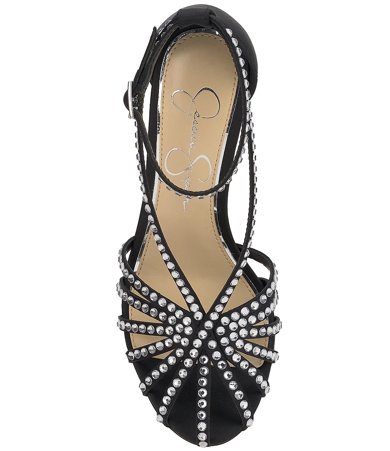 Jessica Simpson Jittale Satin Rhinestone Strappy Dress Pumps