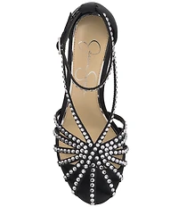 Jessica Simpson Jittale Satin Rhinestone Strappy Dress Pumps
