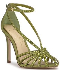 Jessica Simpson Jittale Satin Rhinestone Strappy Dress Pumps