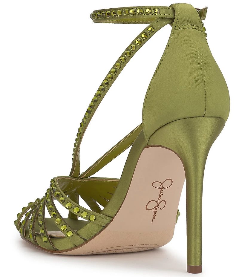 Jessica Simpson Jittale Satin Rhinestone Strappy Dress Pumps