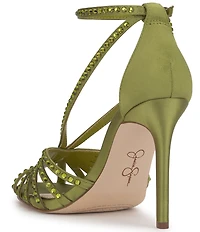 Jessica Simpson Jittale Satin Rhinestone Strappy Dress Pumps