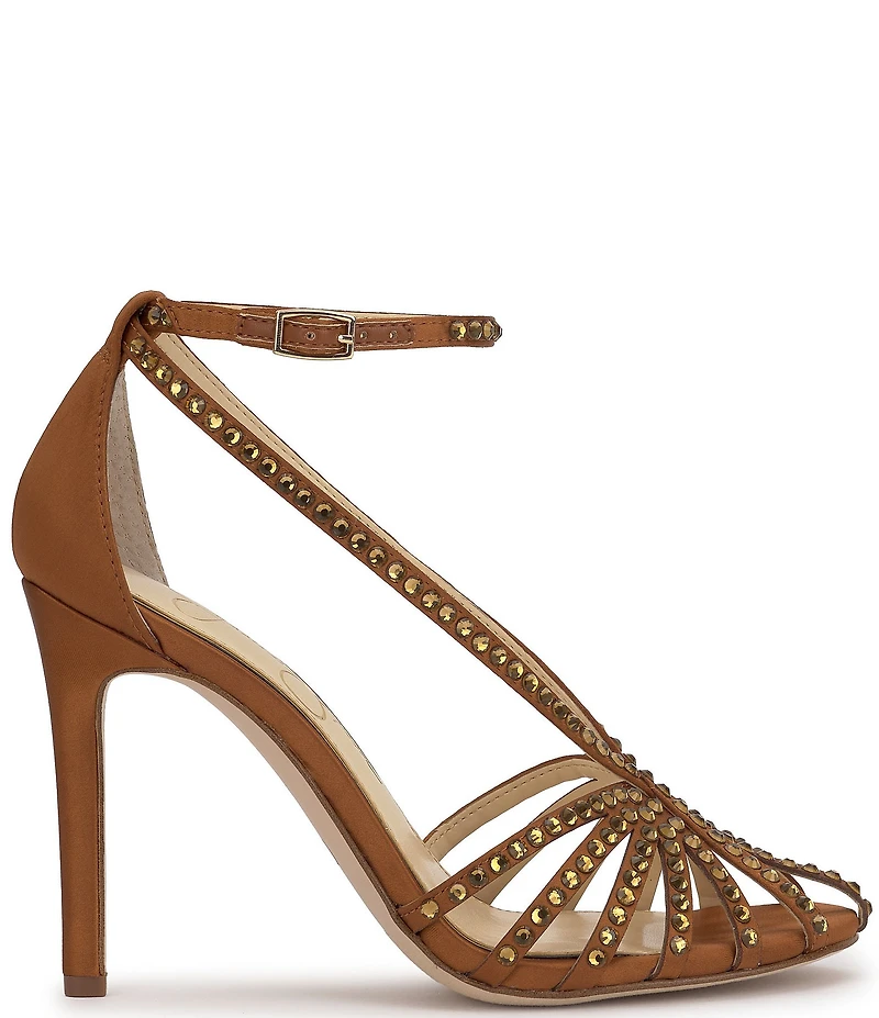 Jessica Simpson Jittale Satin Rhinestone Strappy Dress Pumps