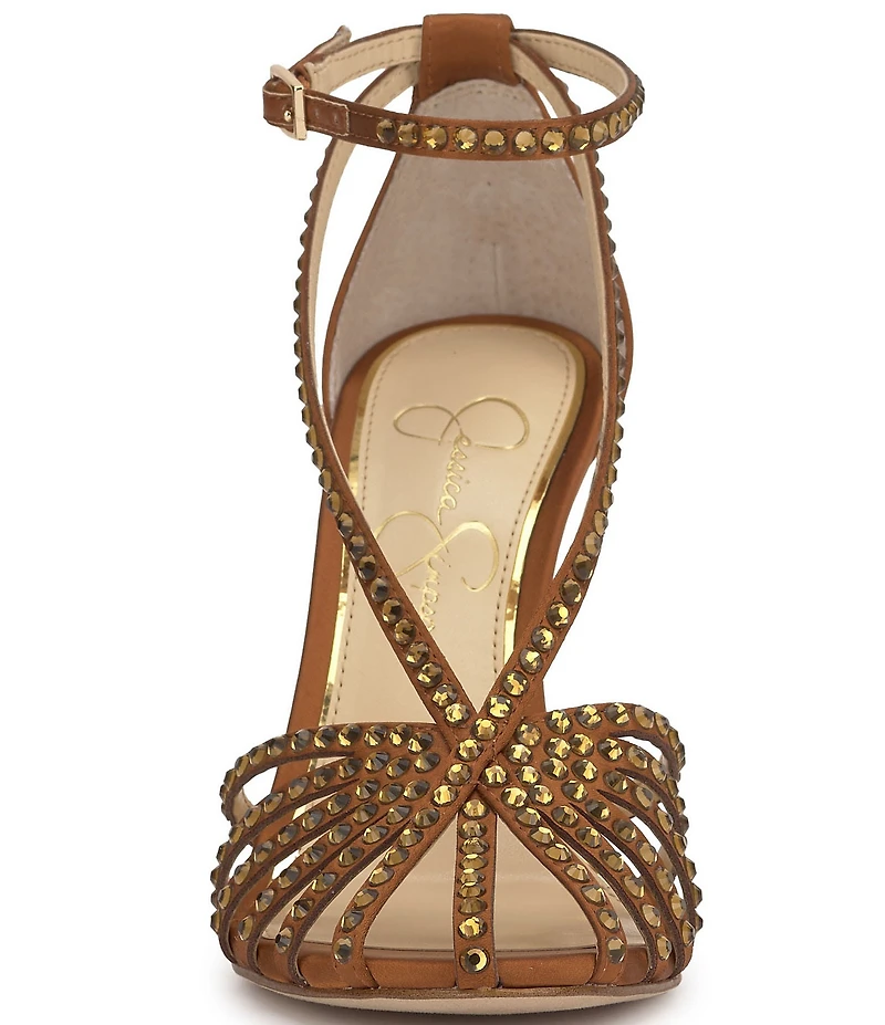 Jessica Simpson Jittale Satin Rhinestone Strappy Dress Pumps