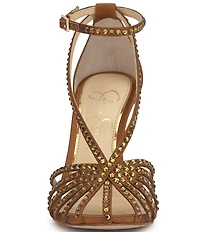 Jessica Simpson Jittale Satin Rhinestone Strappy Dress Pumps