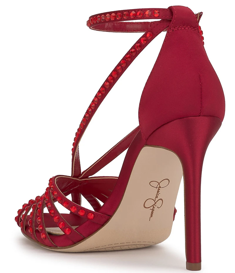 Jessica Simpson Jittale Satin Rhinestone Strappy Dress Pumps