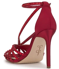 Jessica Simpson Jittale Satin Rhinestone Strappy Dress Pumps