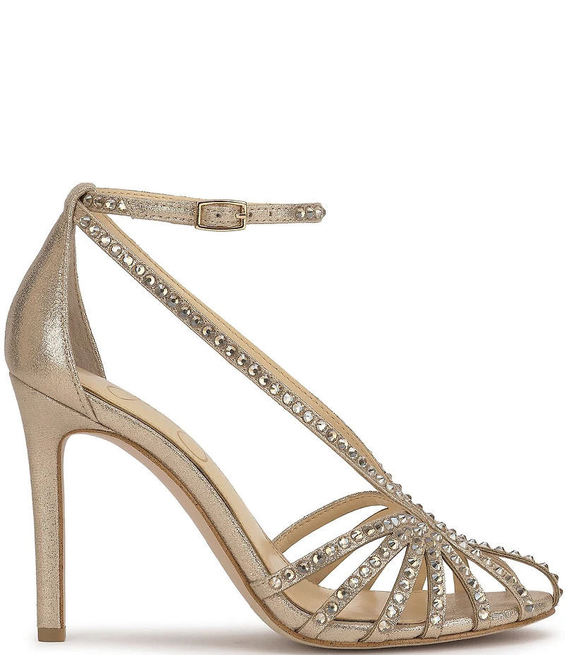 Jessica Simpson Jittale Shimmer Rhinestone Strappy Dress Pumps