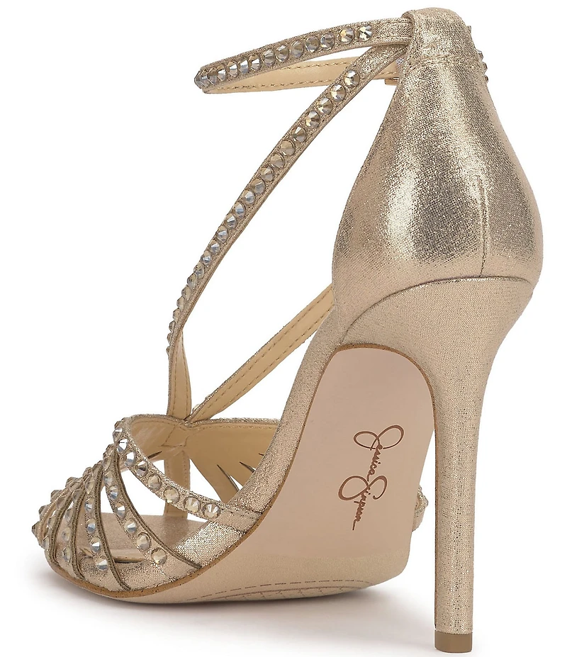 Jessica Simpson Jittale Shimmer Rhinestone Strappy Dress Pumps
