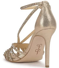 Jessica Simpson Jittale Shimmer Rhinestone Strappy Dress Pumps