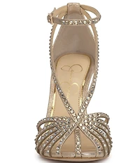 Jessica Simpson Jittale Shimmer Rhinestone Strappy Dress Pumps