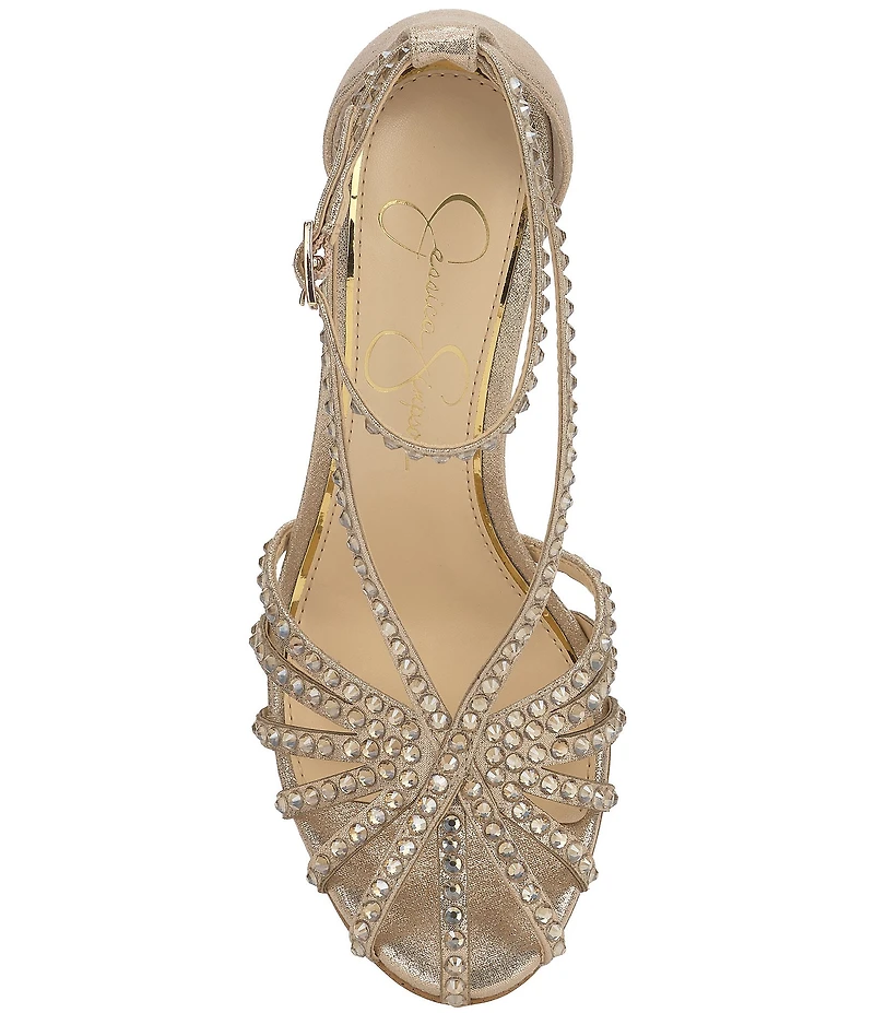 Jessica Simpson Jittale Shimmer Rhinestone Strappy Dress Pumps