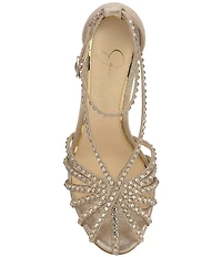 Jessica Simpson Jittale Shimmer Rhinestone Strappy Dress Pumps