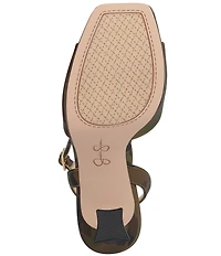 Jessica Simpson Jixte Camo Satin Sculptural Ankle Wrap Platform Dress Sandals