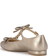 Jessica Simpson Jolliya Pearl Embellished Bow T-Strap Flats