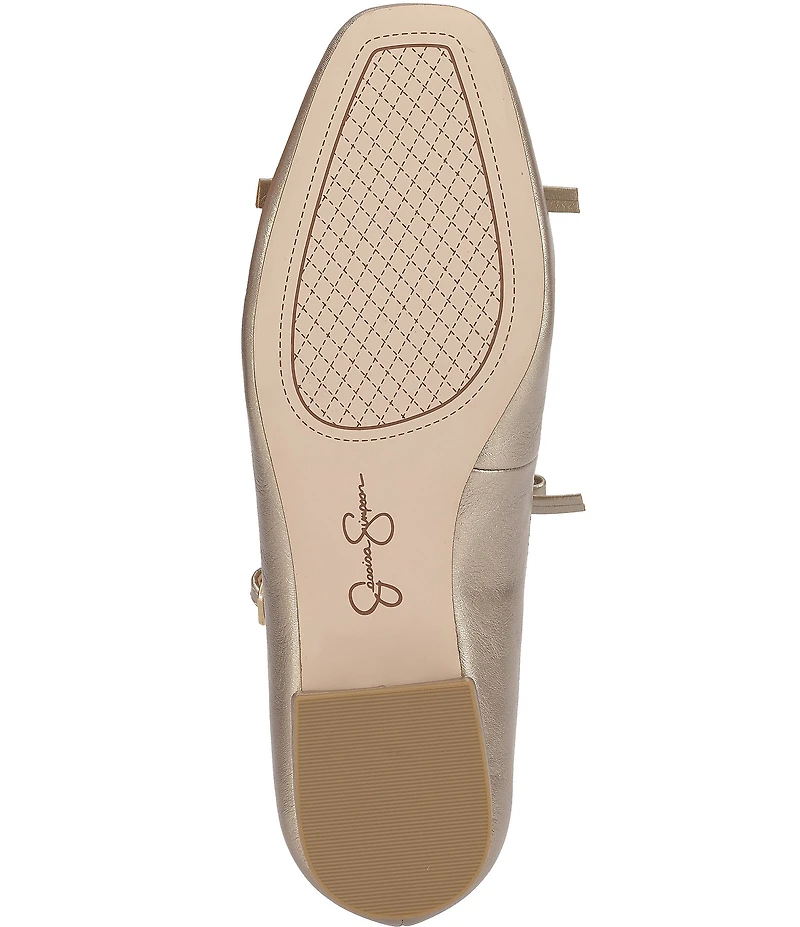Jessica Simpson Jolliya Pearl Embellished Bow T-Strap Flats