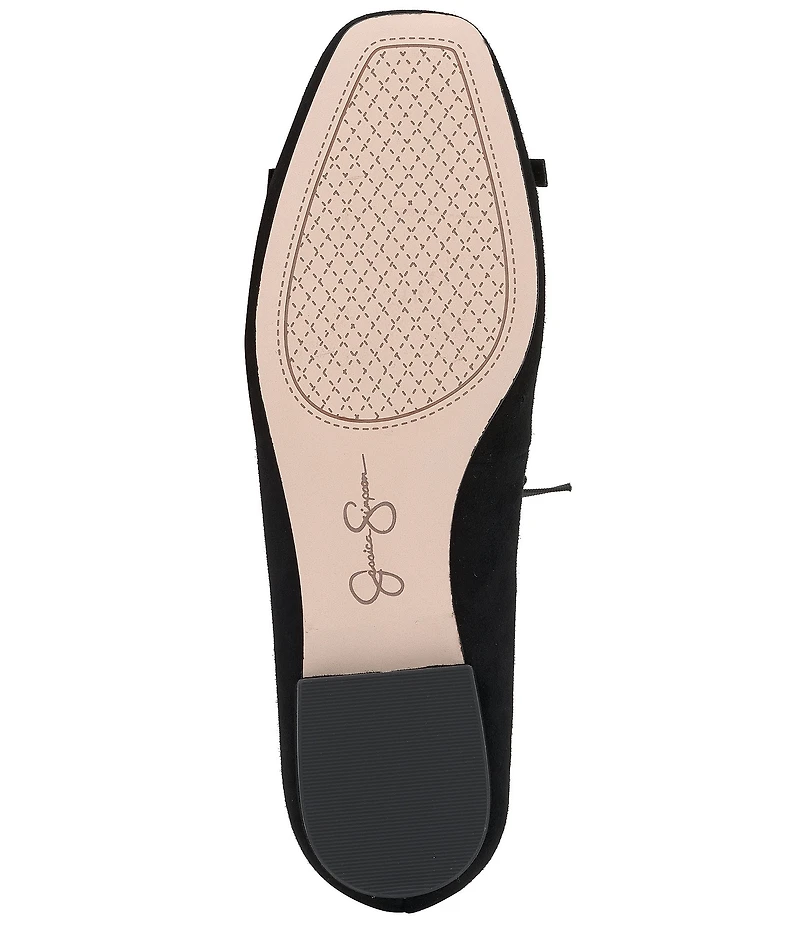 Jessica Simpson Jolliya Suede Pearl Embellished T-Strap Flats