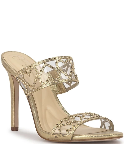 Jessica Simpson Jovara Rhinestone Heart Dress Slide Sandals