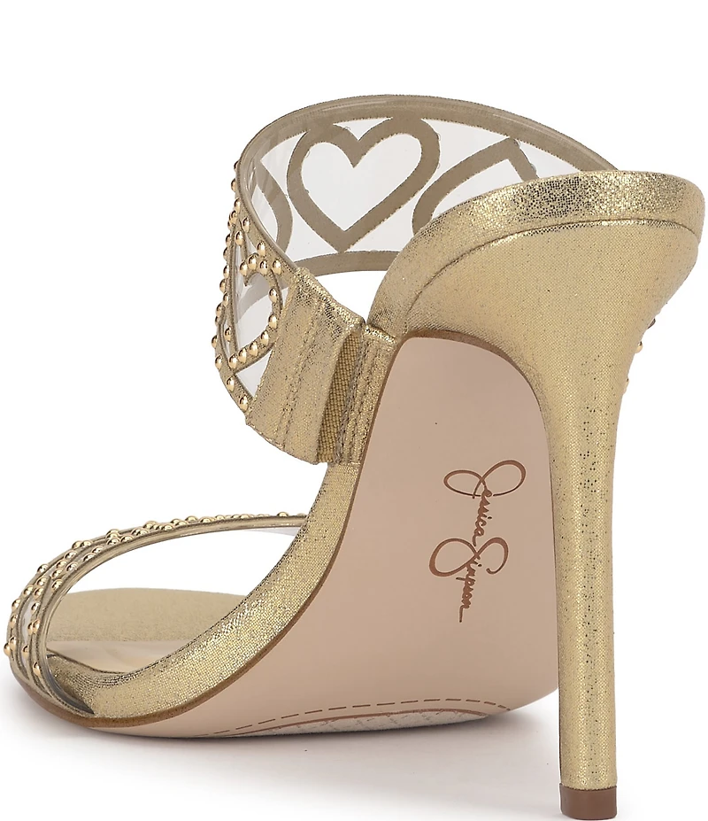 Jessica Simpson Jovara Rhinestone Heart Dress Slide Sandals