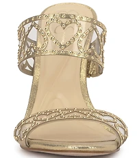 Jessica Simpson Jovara Rhinestone Heart Dress Slide Sandals