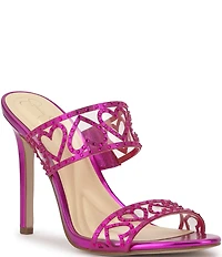 Jessica Simpson Jovara Rhinestone Heart Dress Slide Sandals