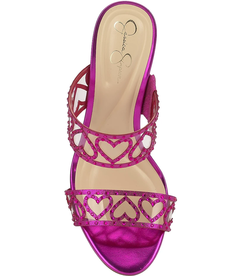 Jessica Simpson Jovara Rhinestone Heart Dress Slide Sandals