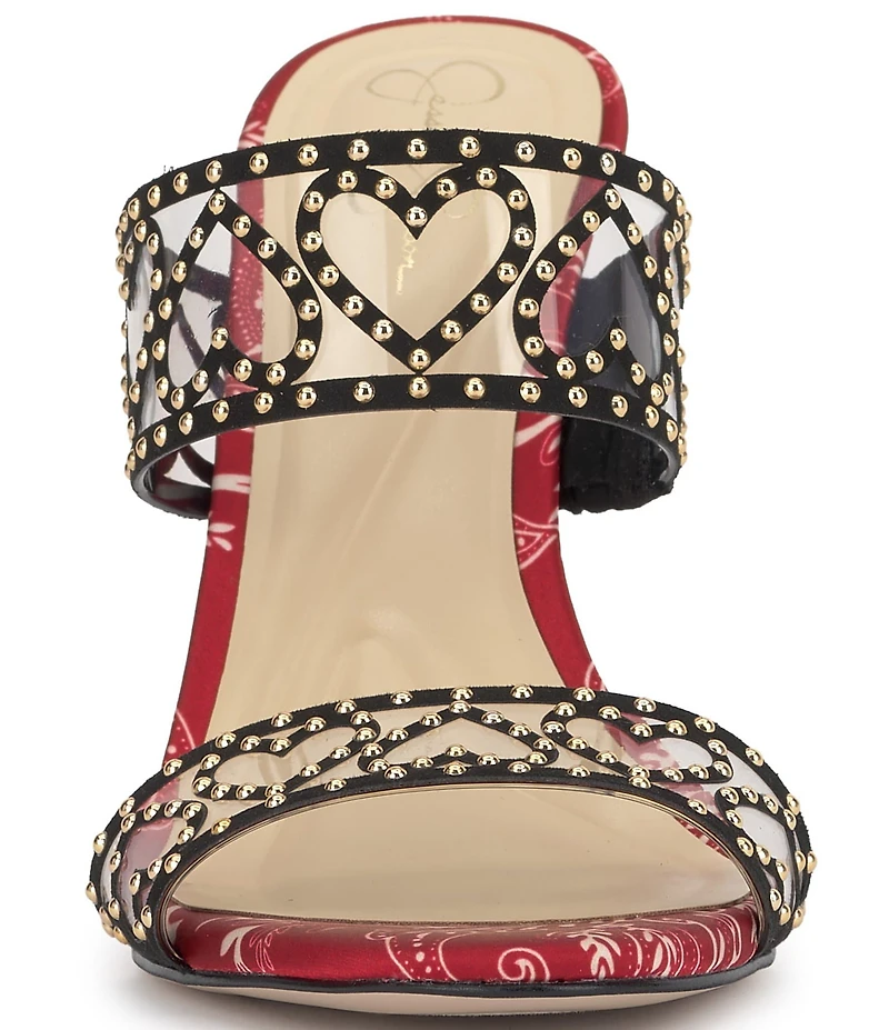 Jessica Simpson Jovara Studded Heart Printed Dress Slide Sandals